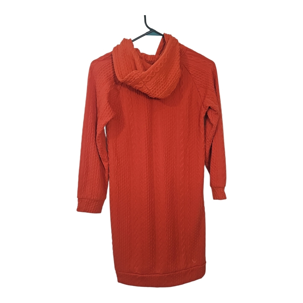 Pumpkin Orange Forever Me Hooded Textured Dress Wifh Pockets!